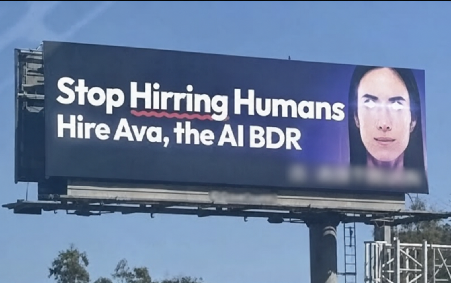 A billboard advertising an AI sales development representative